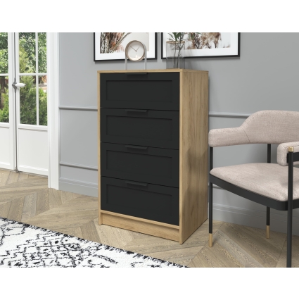 Kомод Тренд КТ-К60 (Дуб золотой ЛДСП/ Черный ЛМДФ) Ш600 В1020 Г451